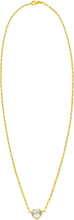 Load image into Gallery viewer, Floreo 14k Yellow Gold Paperclip Chain Heart Gemstone Necklace 18 Inch
