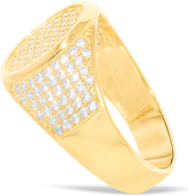 Load image into Gallery viewer, 10k Yellow Gold 15.2mm Pave CZ Oval Signet Ring, Sizes 4-13