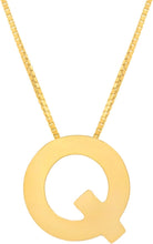 Load image into Gallery viewer, 14k Yellow Gold 0.4" Block Alphabet Letter A - Z Initial Charm Pendant with Extendable Adjustable Chain Necklace