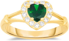 Load image into Gallery viewer, 10k Yellow Gold 9mm Birthstone Gemstone Heart CZ Ring, Size 4-10