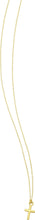 Load image into Gallery viewer, 14k Yellow Gold Mini Cross Charm Pendant Adjustable Chain Necklace, 16.5 Inch-17.75"