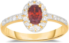 Load image into Gallery viewer, 10k Yellow Gold 9.5mm Birthstone Oval Gemstone Band CZ Ring, Size 4-10