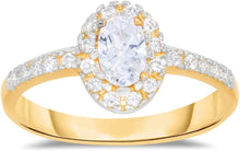 Load image into Gallery viewer, 10k Yellow Gold 9.5mm Birthstone Oval Gemstone Band CZ Ring, Size 4-10