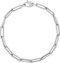 Load image into Gallery viewer, 14k White Gold 4.2mm or 6mm Hollow Paperclip Link Chain Bracelet - 7.5 Inch