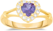 Load image into Gallery viewer, 10k Yellow Gold 9mm Birthstone Gemstone Heart CZ Ring, Size 4-10