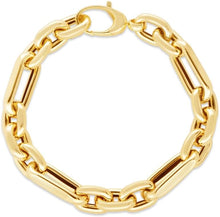 Load image into Gallery viewer, 14k Yellow Gold 9.3mm Lite Paperclip Figaro with Oval Link Chain Bracelet 7.5 Inch