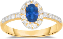 Load image into Gallery viewer, 10k Yellow Gold 9.5mm Birthstone Oval Gemstone Band CZ Ring, Size 4-10