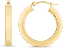 Load image into Gallery viewer, 14k Yellow Gold Square High Polish Wedding Band Hoop Earrings