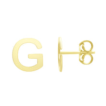 Load image into Gallery viewer, 14k Yellow Gold 6.5mm High Polish Initial-G Stud Earrings