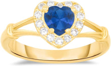 Load image into Gallery viewer, 10k Yellow Gold 9mm Birthstone Gemstone Heart CZ Ring, Size 4-10