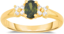 Load image into Gallery viewer, 10k Yellow Gold 6mm Birthstone Mini Oval Gemstone CZ Ring, Size 4-10