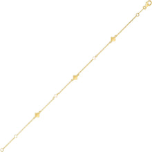 Load image into Gallery viewer, 14k Yellow Gold 8.3mm Cultured Gold Pearl & Clover Station Link Bracelet, Adjustable 6.25" - 7 Inch