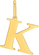 Load image into Gallery viewer, 14k Yellow Gold 0.9" Alphabet Letter A - Z Initial Charm Pendant with optional Extendable Adjustable Chain Necklace