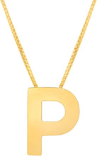Load image into Gallery viewer, 14k Yellow Gold 0.4" Block Alphabet Letter A - Z Initial Charm Pendant with Extendable Adjustable Chain Necklace