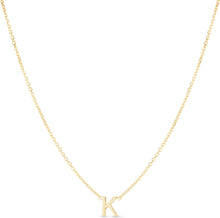 Load image into Gallery viewer, 14k Yellow Gold 0.2" Mini Alphabet Letter A - Z Initial Charm Pendant with Extendable Adjustable Chain Necklace