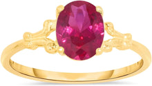 Load image into Gallery viewer, 10k Yellow Gold 8mm Birthstone Oval Gemstone Ring, Size 4-8