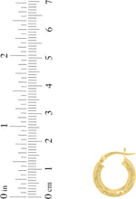 Load image into Gallery viewer, 10k Yellow Gold 3mm Diamond Cut Round Tube Hoop Earrings
