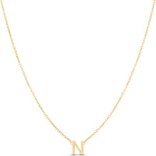 Load image into Gallery viewer, 14k Yellow Gold 0.2" Mini Alphabet Letter A - Z Initial Charm Pendant with Extendable Adjustable Chain Necklace