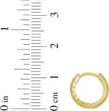 Load image into Gallery viewer, 14k Yellow Gold 11mm Checkerboard Patterned Huggie Hoop Earrings