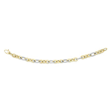 Load image into Gallery viewer, 14k Two-Tone Gold 7.5mm Fancy Figaro Rolo Link Bracelet, 7.25 Inch