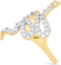 Load image into Gallery viewer, 10k Yellow Gold 25mm Two-Tone Serpent Snake CZ Ring, Sizes 4 - 10