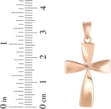 Load image into Gallery viewer, 14k Rose Gold 1.1" Twist Cross Charm Pendant with optional Adjustable Chain Necklace