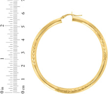 Load image into Gallery viewer, 10k Yellow Gold 4mm High Polish and Satin Finish Round Tube Hoop Earrings