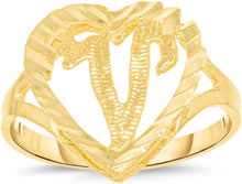 Load image into Gallery viewer, 10k Yellow Gold 15mm Heart Shape Letters A-Z Initial Ring Size 4-9