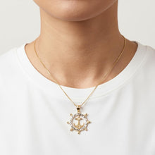 Load image into Gallery viewer, Floreo 10K Two-Tone Gold 22mm Ship's Wheel Anchor Charm Pendant Necklace