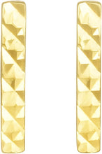 Load image into Gallery viewer, 14k Yellow Gold 13mm Diamond Cut Bar Stud Earrings