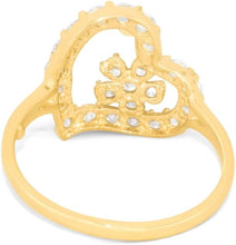 Load image into Gallery viewer, 10k Yellow Gold 13mm Curved Heart CZ Flower Ring, Sizes 4 - 9