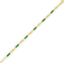 Load image into Gallery viewer, 14k Yellow Gold Malachite Gemstone Rectangle Links Chain 18 Inch Necklace & 7.5 Inch Bracelet Set with Extenders