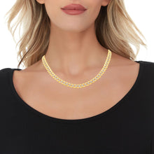 Load image into Gallery viewer, 10k Yellow Gold and White Gold 7mm Solid Two-Tone Curb Cuban Chain Necklace