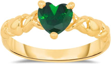 Load image into Gallery viewer, 10k Yellow Gold 6.5mm Birthstone Gemstone Heart XOXO Ring, Size 4-10