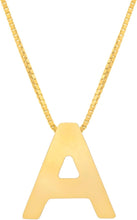 Load image into Gallery viewer, 14k Yellow Gold 0.4" Block Alphabet Letter A - Z Initial Charm Pendant with Extendable Adjustable Chain Necklace
