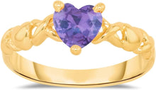 Load image into Gallery viewer, 10k Yellow Gold 6.5mm Birthstone Gemstone Heart XOXO Ring, Size 4-10
