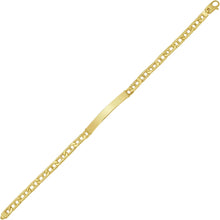 Load image into Gallery viewer, 14k Yellow Gold Mens Railroad Link Mariner Chain Customizable Engravable 5mm ID Bracelet, 8.5 Inch