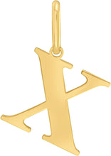 Load image into Gallery viewer, 14k Yellow Gold 0.9" Alphabet Letter A - Z Initial Charm Pendant with optional Extendable Adjustable Chain Necklace