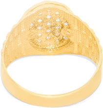 Load image into Gallery viewer, 10k Yellow Gold 13mm Railroad Pave CZ Cluster Oval Ring, Sizes 5 - 11