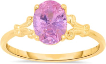 Load image into Gallery viewer, 10k Yellow Gold 8mm Birthstone Oval Gemstone Ring, Size 4-8