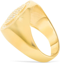 Load image into Gallery viewer, 10k Yellow Gold 17.1mm Pave CZ Circle Signet Ring, Sizes 4-12