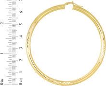 Load image into Gallery viewer, 10k Yellow Gold 4mm High Polish and Satin Finish Round Tube Hoop Earrings
