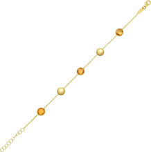 Load image into Gallery viewer, 14k Yellow Gold 6.4mm Natural Blue Topaz Gemstone Pebble Charm Bracelet, Adjustable 6.25 Inch-7.25"
