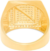 Load image into Gallery viewer, 10k Yellow Gold 16.6mm Pave CZ Square Signet with Diamond Cut Strip Ring, Size 4-13