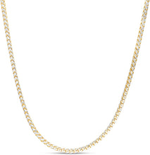 Load image into Gallery viewer, 14k Yellow Gold and White Gold Two-Tone 3.1mm Solid Iced Pave Franco Chain Necklace