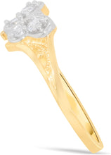 Load image into Gallery viewer, 10k Yellow Gold 6mm Filigree Pave CZ White Gold Butterfly Double Shank Ring, Sizes 4 - 9.5