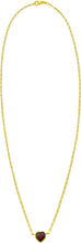 Load image into Gallery viewer, Floreo 14k Yellow Gold Paperclip Chain Heart Gemstone Necklace 18 Inch