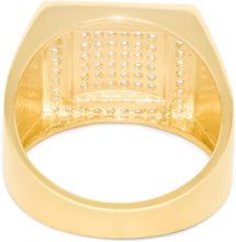 Load image into Gallery viewer, 10k Yellow Gold 15.1mm Pave CZ Square Frame Signet Ring, Sizes 4-13