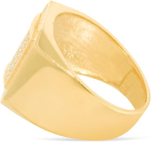 Load image into Gallery viewer, 10k Yellow Gold 16.2mm Pave CZ Beveled Square Frame Signet Ring, Sizes 4-13