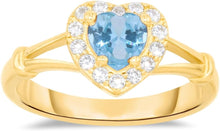 Load image into Gallery viewer, 10k Yellow Gold 9mm Birthstone Gemstone Heart CZ Ring, Size 4-10